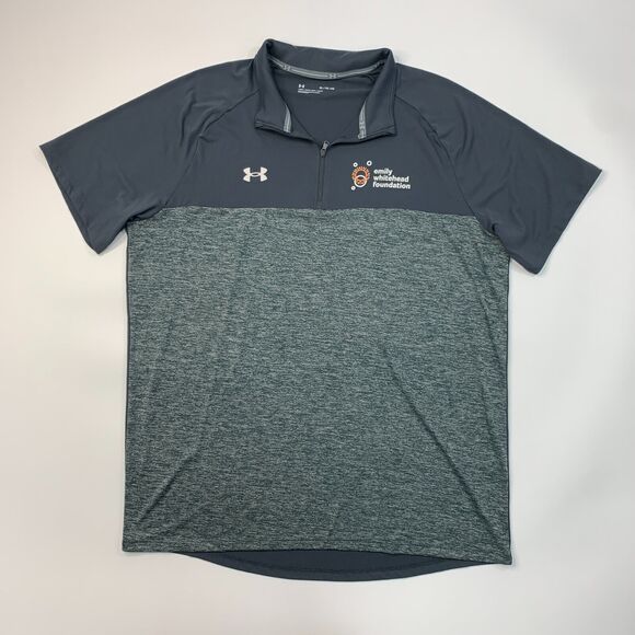 Under Armour Polo Shirt Mens XL Extra Large Gray Quarter Zip Performance Golf - Picture 2 of 10
